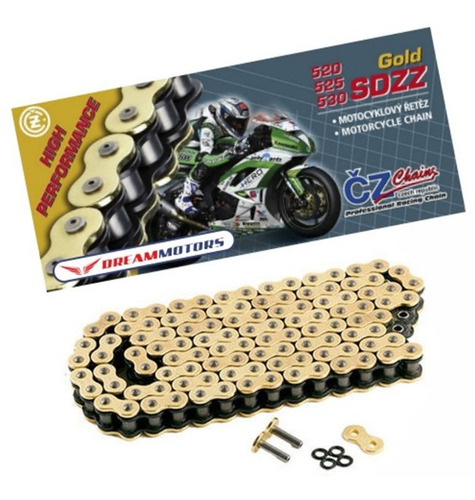 Corrente Dourada Cz Sdzz 520 Er6n Z650 Z750 Z800 Zx6r Klx Kx