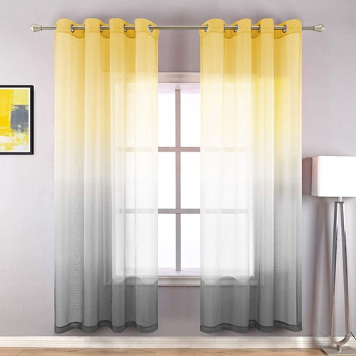 Cortinas De Ventana Amarillas De 72 Pulgadas De Longitud Par