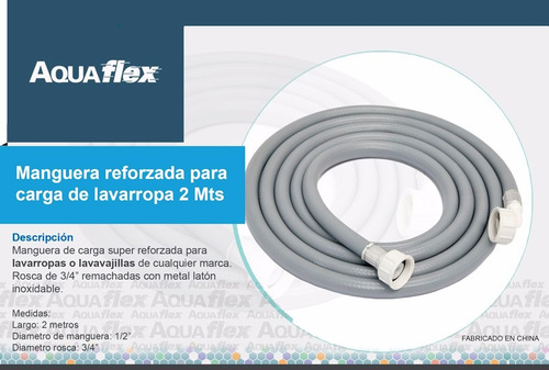 Imagen 2 de 5 de Manguera Flexible Carga Lavarropa 1.2 Mts Pcl120 Aquaflex