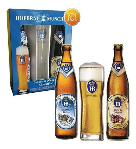 Estuche Hofbrau 2 Cervez + Copa - mL a $51