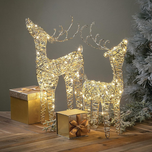 Reno Iluminado Al Aire Libre Decoracion Navideña Con Led Blanco