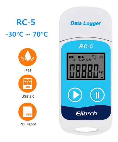 Data Logger Usb Temperatura Para Cadena De Frio Rc-5 Elitech