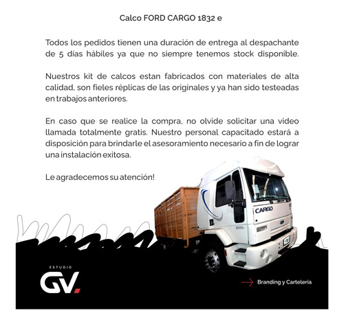 Calcos Símil Original Ford Cargo 1832 E