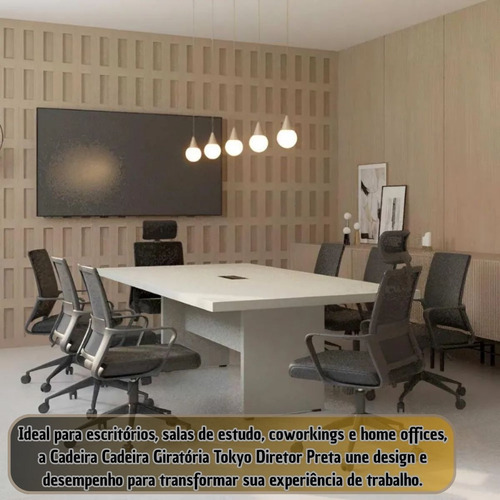 Cadeira De Escritorio Giratoria Ergonomica Preta Com Rodinha
