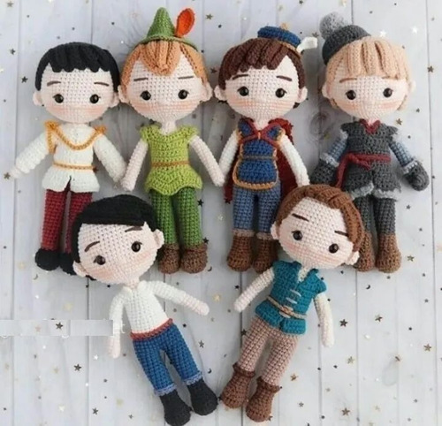 Pack 6 Patrones Amigurumi Príncipes Disney Crochet