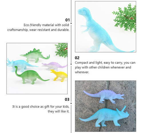 Miniatura Luminosa De Dinosaurio Para Niños, 6 Unidades