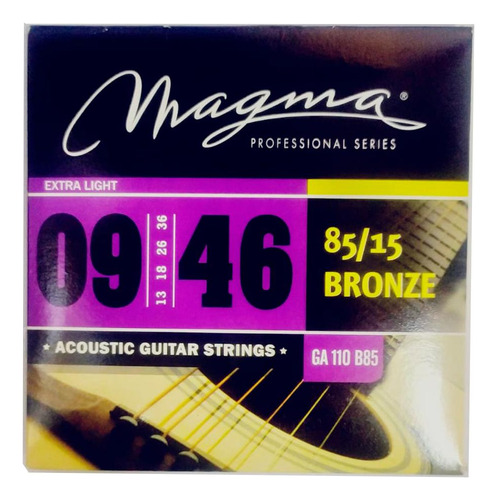 Cuerdas Guitarra Acústica Magma 009 Elecroacustica Ga110b85
