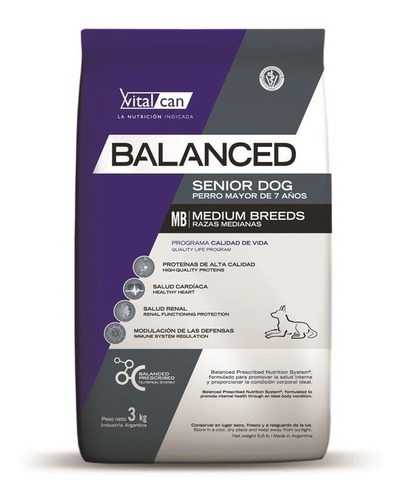 Alimento Perros  Vital Can Balanced Senior 3 Kg.