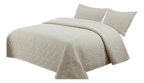 Cubrecama Quilt Queen Size 230x250 Extra Suave Con 2 Fundas Color Natural Dubai