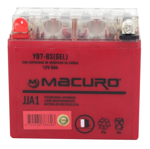 Bateria De Gel Para Motos Marca Macuro Yb7-bs