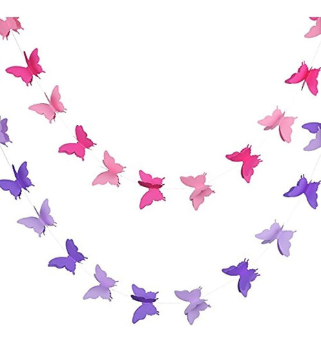 Guirnalda Decorativa De Papel 3d Con Diseño De Mariposas