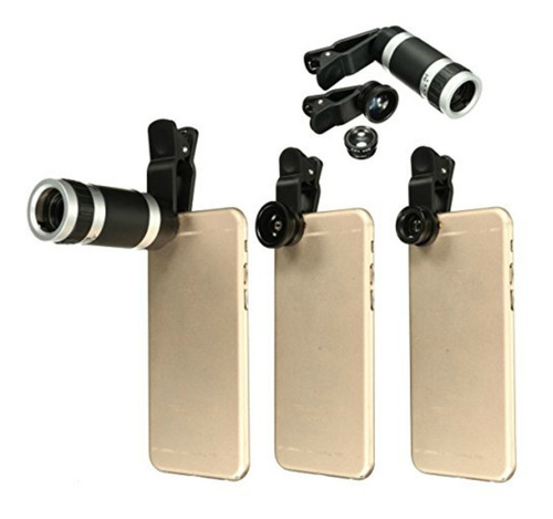 Set Kit Lente Zoom 8x18 Mas 3 Lentes Celulares, El Mejor !!