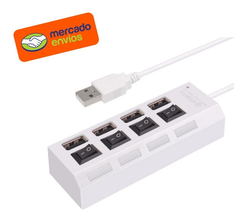 Hub Usb 4 Puertos Independientes Usb 2.0 Con Switch 