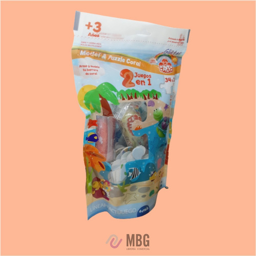 Imagen 2 de 4 de Set Rompecabezas Puzzle + Masas Glitter Model Dido Coral
