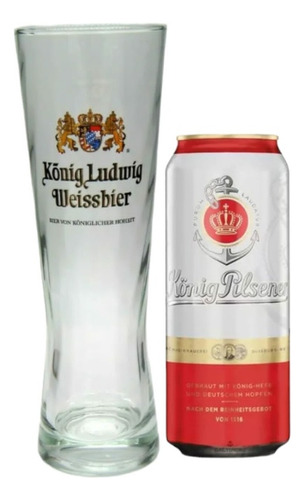 Vaso De Cerveza Konig Ludwing De Colección + Lata De Regalo