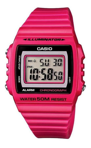 Relógio Casio Feminino Standard W-215h-4avdf Correia Rosa Bisel Rosa