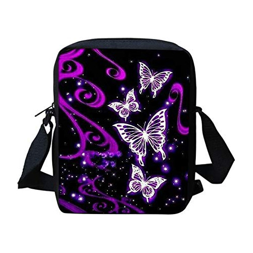Wellflyhom Cartoon Butterfly Print Cute Messenger Bag Ultral