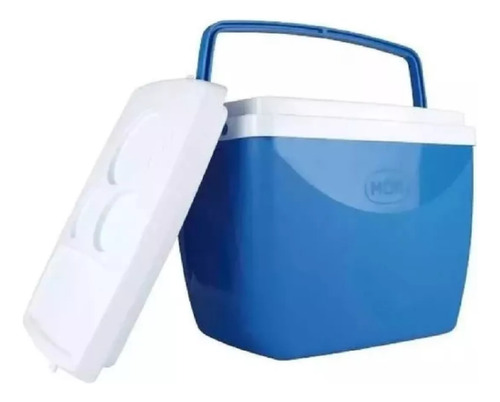 Caixa Térmica Cooler 18l Com Alça E Porta Copos - Mor Azul