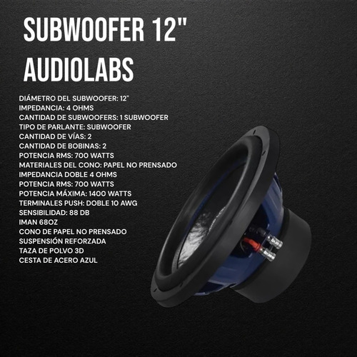 Subwoofer 12 PuLG+ Set De Medios 6.5+ Amplificador 4 Ch