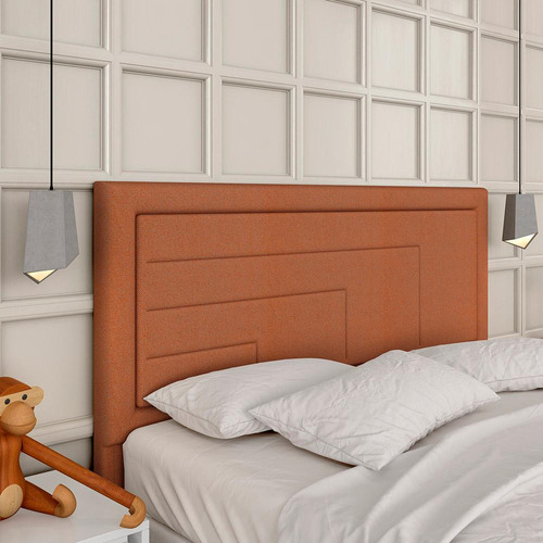 Cabeceira Estofada Cama Queen Barcelona Terracota -  M A Cor Suede Terracota