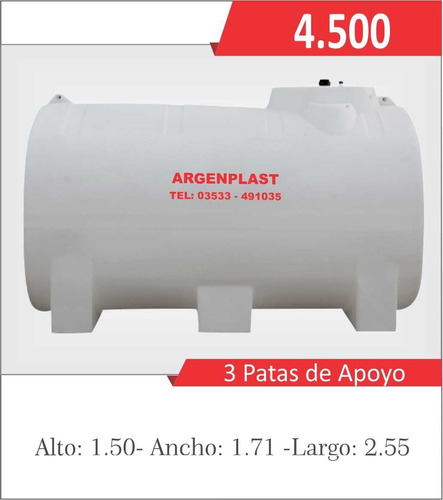 Imagen 1 de 1 de Tanque Plástico 4.500 Ltrs Para Agua - Uso Fijo - Argenplast