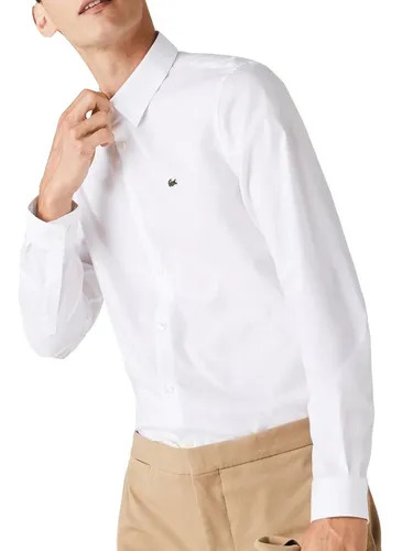 Camisa blanca hombre lacoste clearance