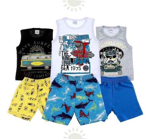 Imagem 6 de 8 de Kit 3 Conjuntos Roupa Infantil Menino Masculina Atacado