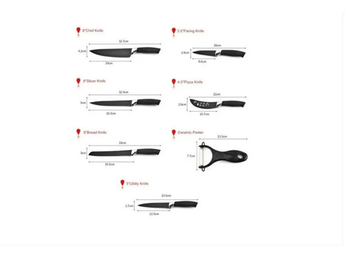 Imagen 3 de 6 de Set Cuchillos 7 Pcs Juegos Cuchillos Cuchillo Asado Cocina