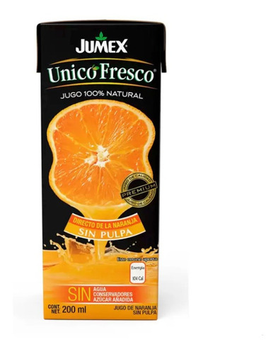 Jugo De Naranja Jumex Único Fresco  24 Pzas De 200 Ml