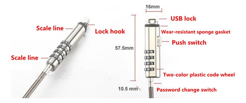 Candado De Cable De Seguridad Usb Para Computadora Portátil