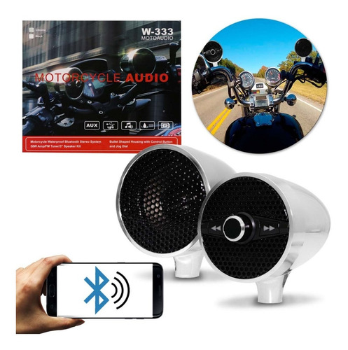 Caixa De Som Moto 50w Bluetooth Mp3 Usb Rádio Prova D'agua 