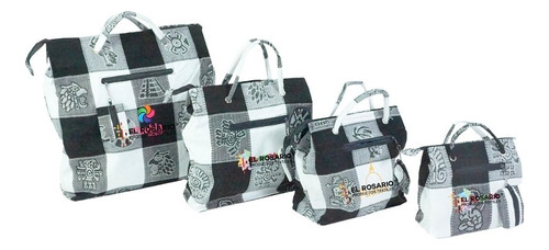 Bolsa Artesanal Con Bordado Personalizado Mediana (50 Pack) Color Blanco/negro