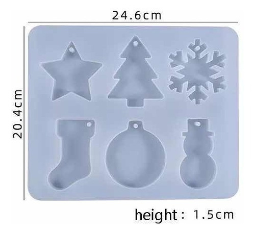 Imagen 2 de 2 de Molde De Silicona Resina Colgantes Navidad