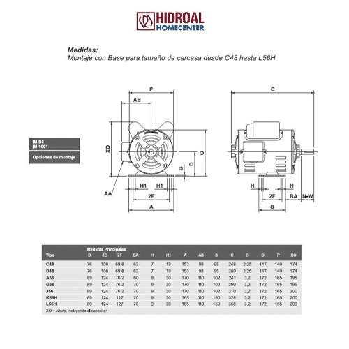 Imagen 6 de 9 de Motor Nema Czerweny 1 Hp 1500 Rpm Monofasico 56mc4rc