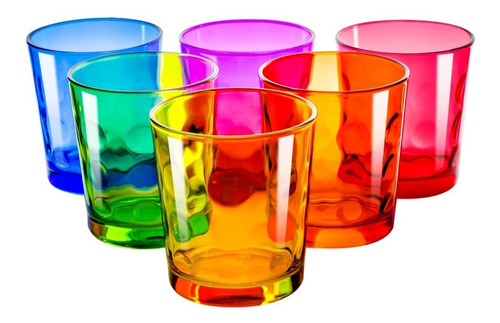 Vasos De Vidrio Colores Pack X 6 Unidades Vaso Calidad Impor
