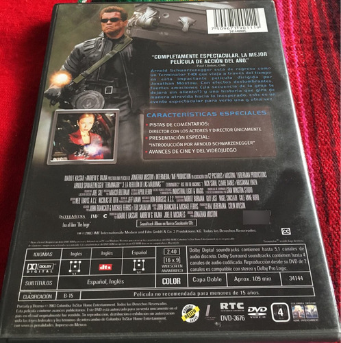 Película Dvd Terminator 3 - La Rebelión De Las Máquinas (Usado)