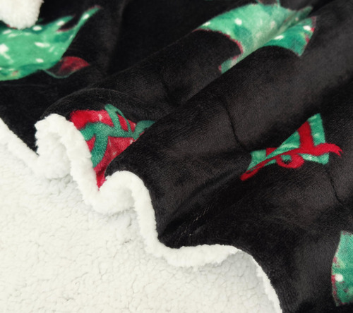 Manta Reversible De Franela Y Sherpa 127 X 152 Cm Navidad