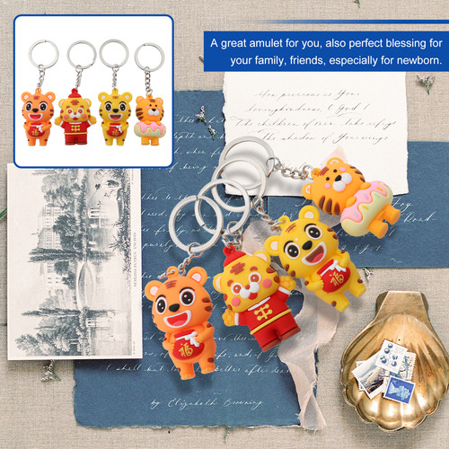 Llavero Gold Charm Tiger, Bolsa De La Suerte, 4 Unidades