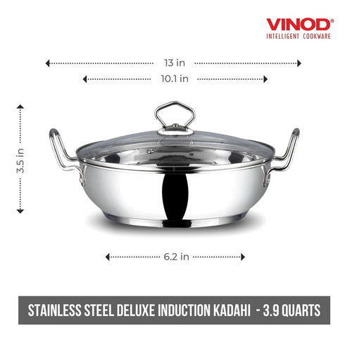 Kadhai Tapa Vidrio Templado Wok Apto Para 10.2 In 10.5