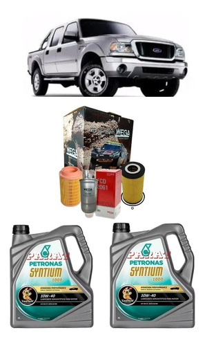 Kit 3 Filtros Ford Ranger 3.0 Wega + Syntium 10w40 X8 L