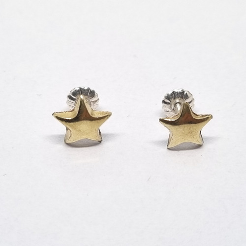 Imagen 6 de 9 de Aros Plata Y Oro Estrellas 8mm Pasante Rosca