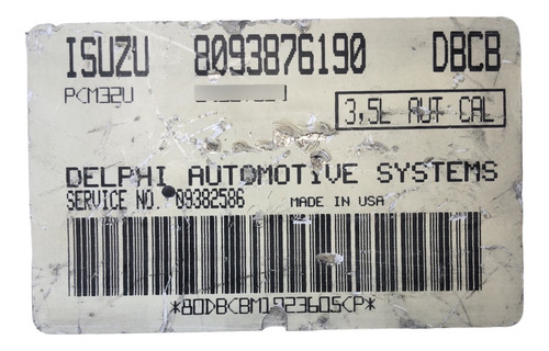 Computadora Isuzu Trooper 3.5l A/t 00-01 09382586 (dbcb) (Usado)