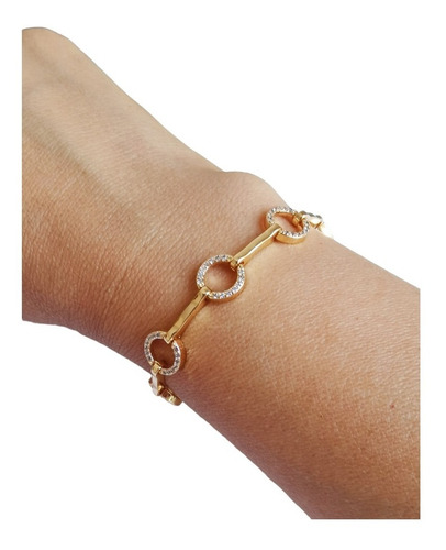 Pulsera Zefora Con Enchape De Oro 18k Y Zircones Moda Mujer