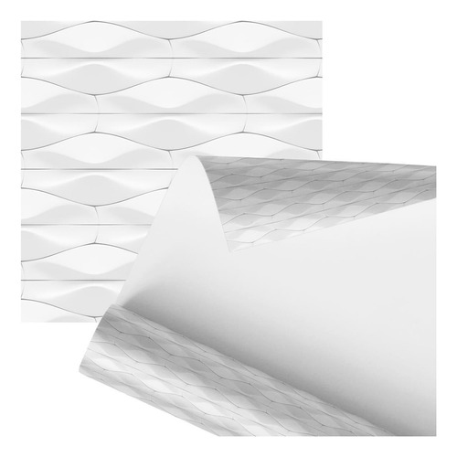 Papel De Parede Adesivo Abstrato Ondulado Branco Cinza 2,80m