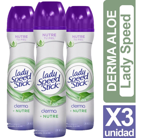 Desodorante Lady Speed Stick Derma Nutre Aloe Pack X3 Unid