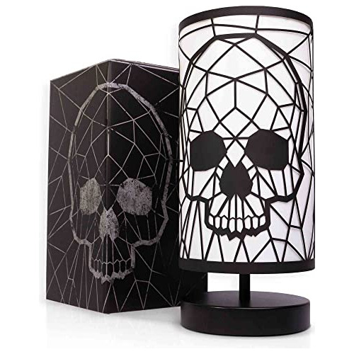 Lámpara De Calavera Negra Metálica - Toque - Decoraci...