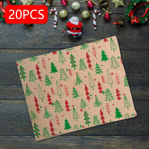 20 Piezas De Papel De Regalo De Navidad, Árbol De Navidad