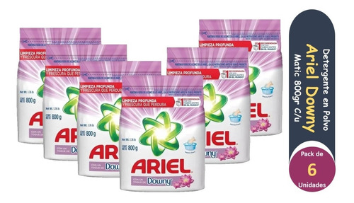Detergente Ariel Downy 800 Gr Polvo Pack De  6 Unidades