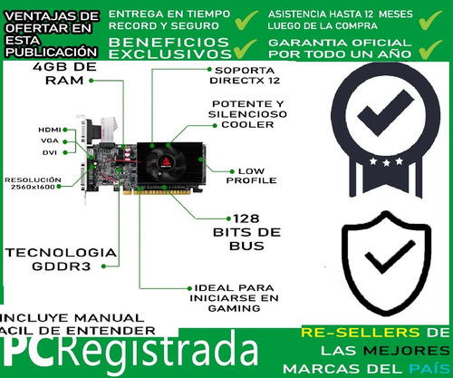 Imagen 3 de 7 de Placa De Video Gt730 4gb 128bits Geforce Nvidia Gtia Pcreg