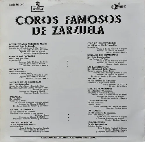 Zarzuela - Coros Famosos / Lp Vinilo Acetato (Usado)